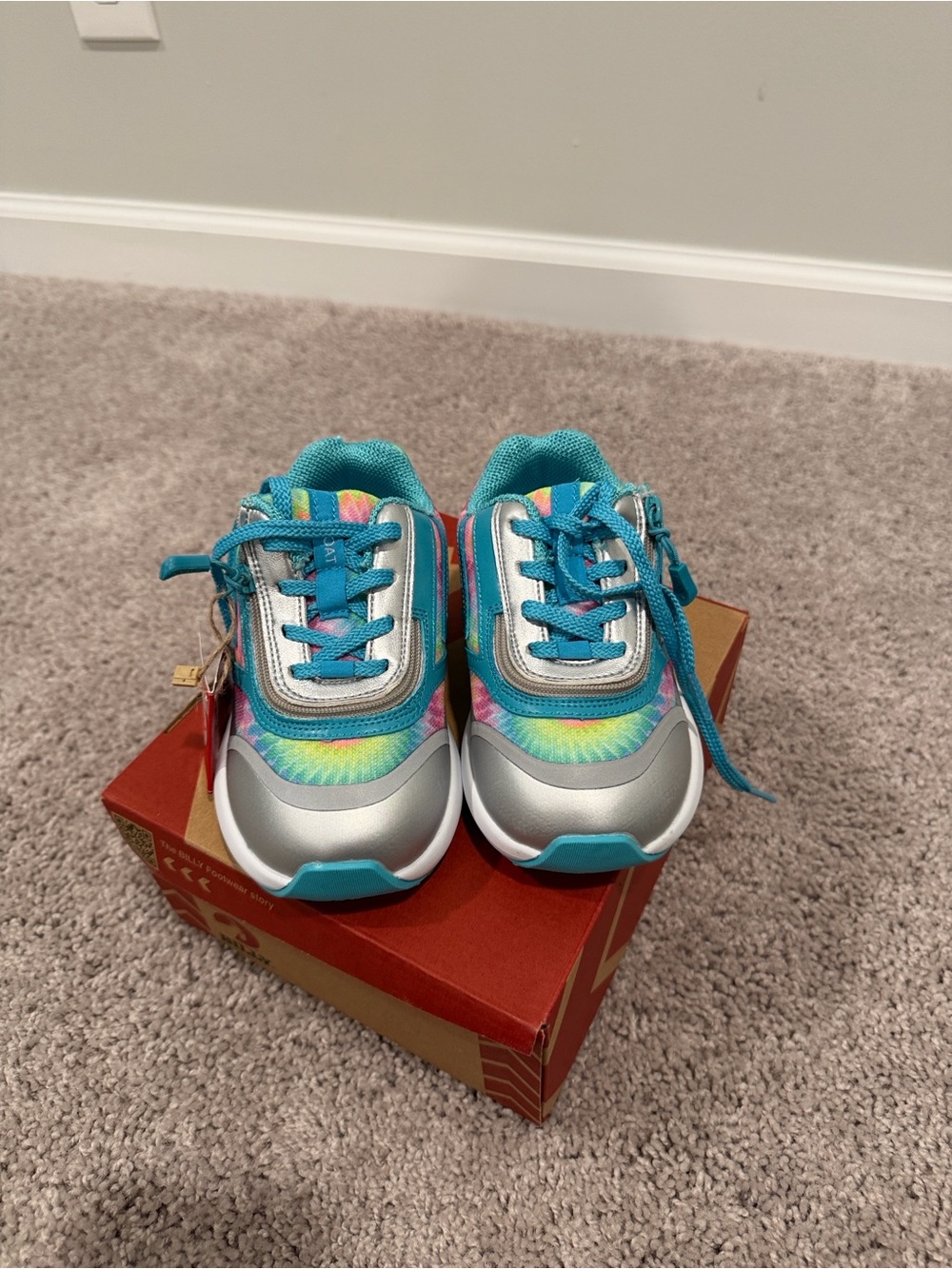 Kids Tie-Dye Sneakers with Teal Accents